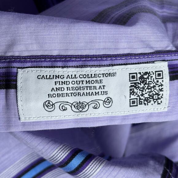 Robert Graham Tailored Fit Purple Striped Button Down Shirt M - Picture 7 of 11